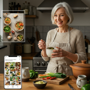 Perfil Pinterest activo y viral sobre Cocina Consciente para Mujeres 50+ | 72K Seguidores | Listo para Monetizar